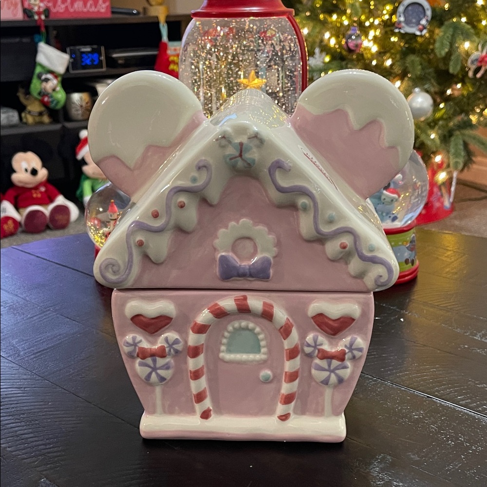 Minnie Mouse Pink Gingerbread House Cookie Jar